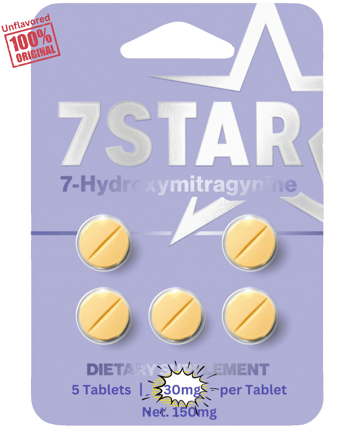 7-STAR 30mg purple original unflavored 7-hydroxymitragynine tablets