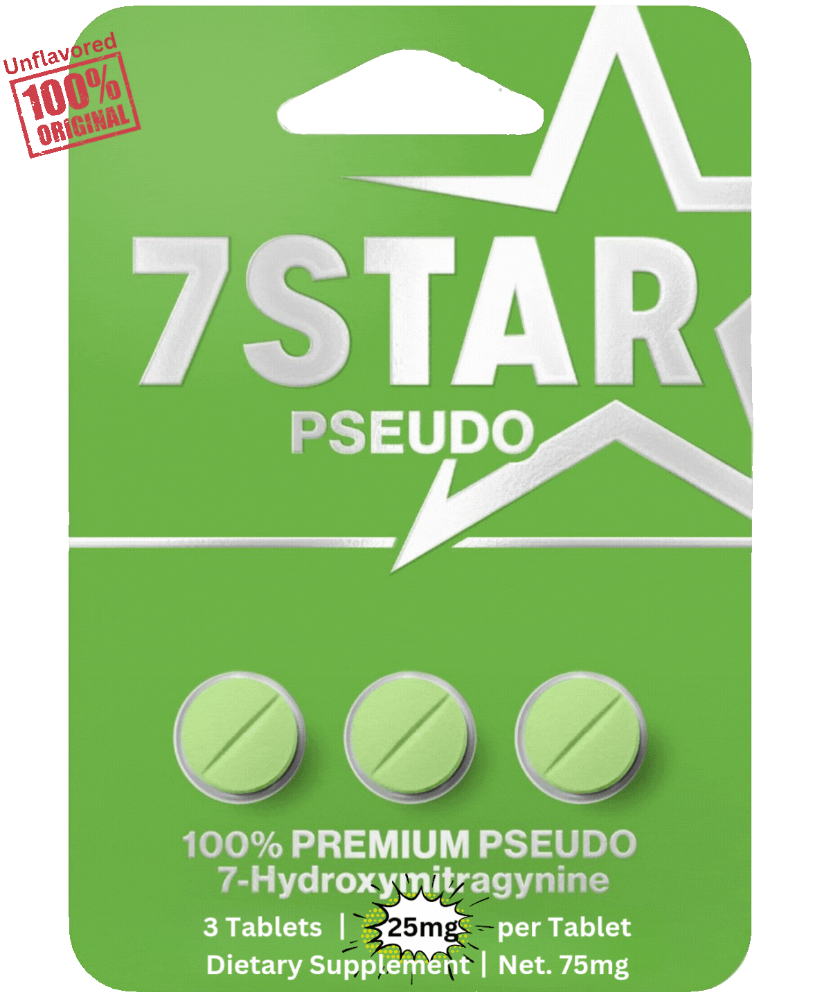 7-STAR PSEUDO Green 25mg discontinued tablets